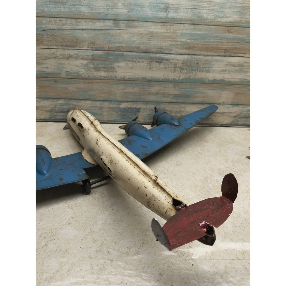 Large c40s Buddy L Pressed Steel TRANSPORT AIRPLANE Wood Wheels‎ AS IS SALE